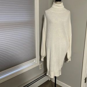 La Charme Off White Sweater Dress Back Tie Detail Long Sleeves